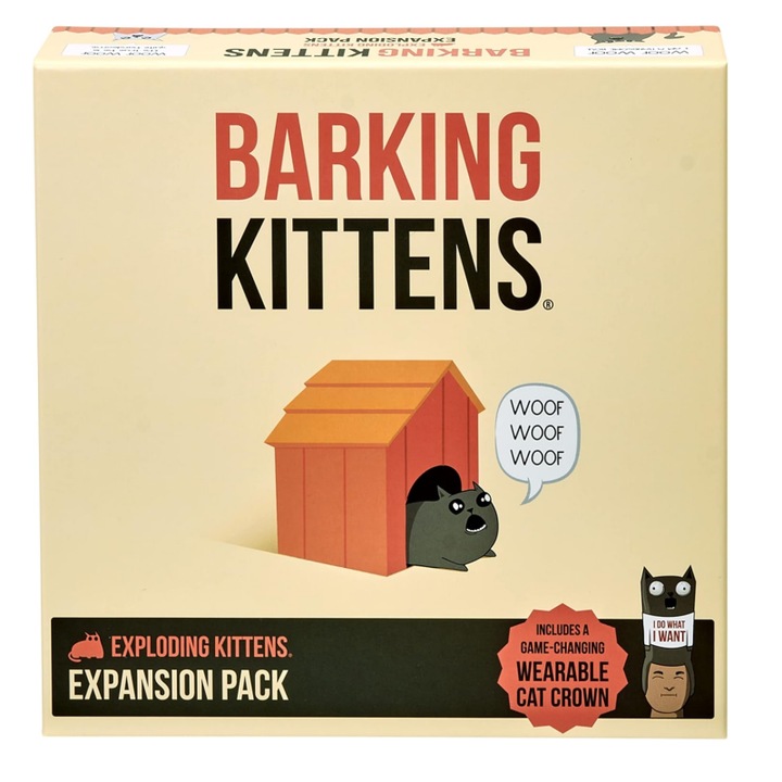 Joc de societate, AjieQaQ, Expansiune Barking Kittens, 20 carti, 3-7 jucatori, 7 ani, hartie