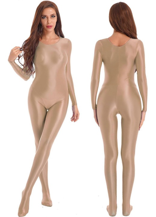 Noi kezeslabas, hosszu ujju, nylon/spandex 1, Barna