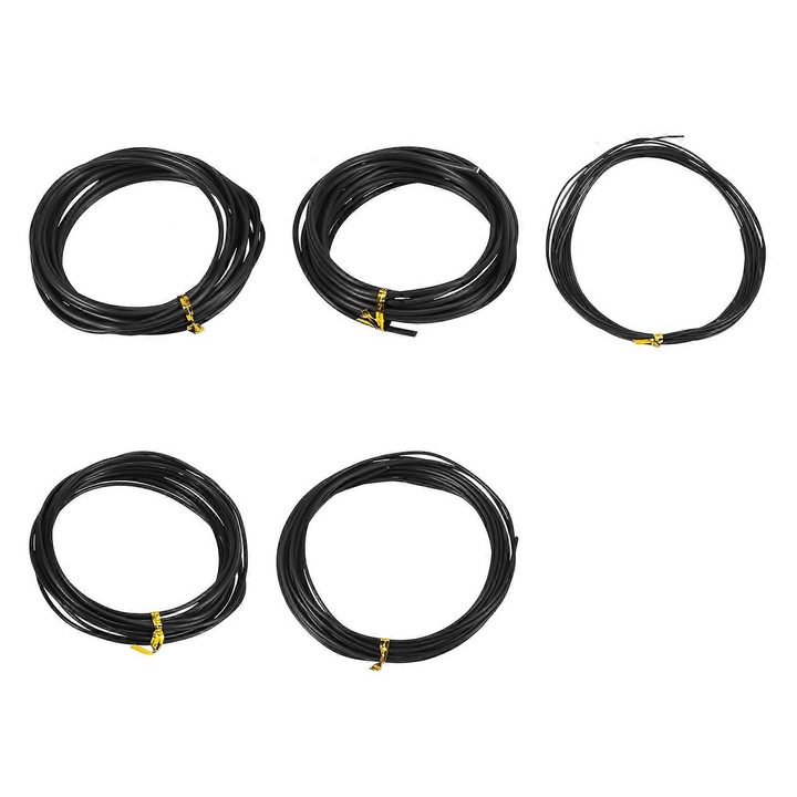 Set fire de antrenament pentru bonsai, 5 dimensiuni, negru, 5 m fiecare