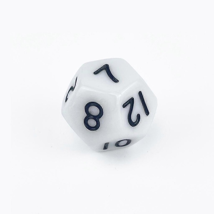 5 darab D12 kocka készlet, 12 oldalú, akril, fehér