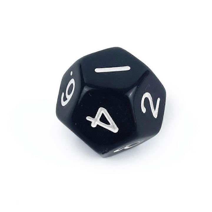 5 darabos D12 akril kockakészlet társasjátékokhoz, 12 oldalú, fekete