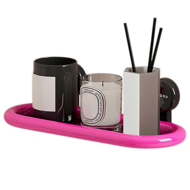 Suport de baie, set, design triunghiular, rezistent la apa, negru, 1x Storage Rack