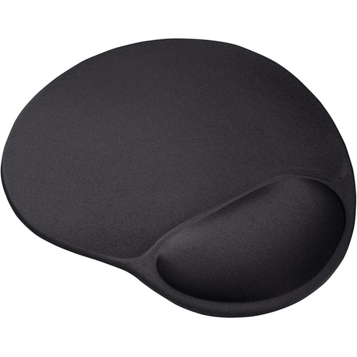 Mousepad ergonomic, suport pentru incheietura, suprafata din microfibra, negru