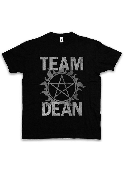 Férfi póló, DeanFun modell, prémium pamut, dupla varrás, fekete