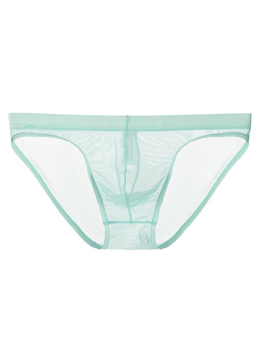 Férfi alsónadrág, alacsony derekú, átlátszó, U-konvex, zöld, nejlon