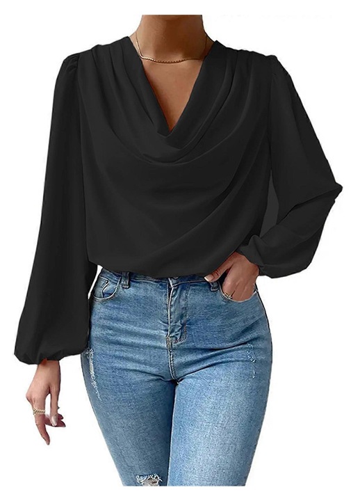 Дамска блуза, Полиестер, Черно, XL INTL