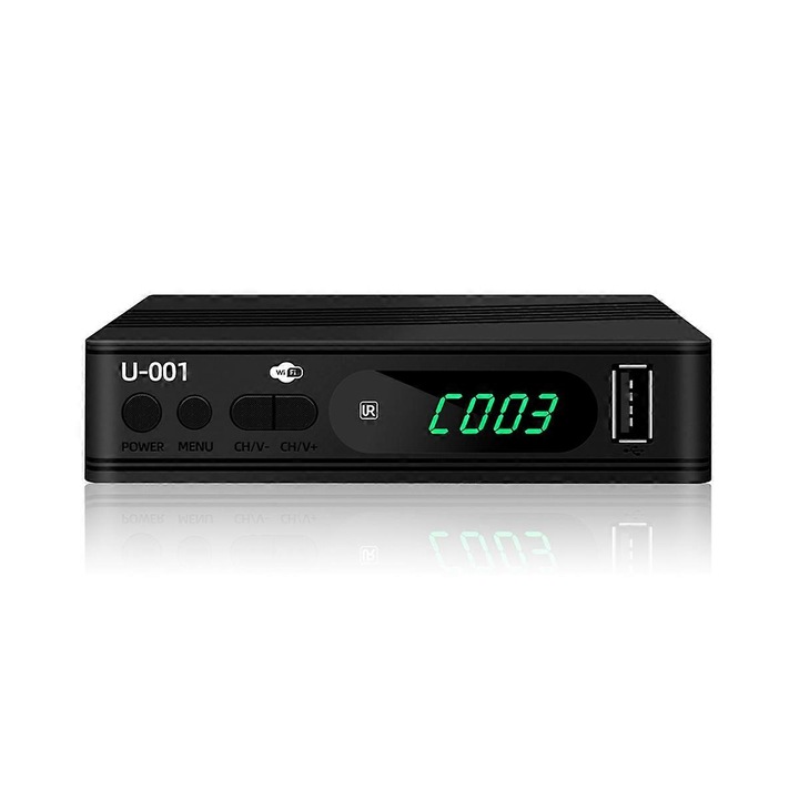 TV тунер DVB-T2, цифров приемник, поддържа 1080P, черен