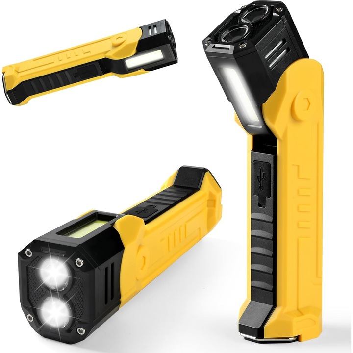 Lampa de lucru reincarcabila, 1500 lumeni, 6 moduri de iluminare, baza magnetica, carlig de suspendare