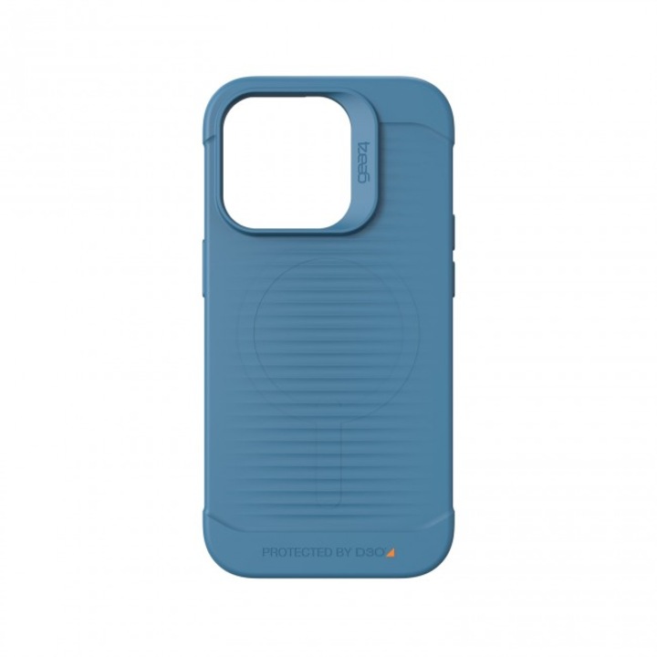 Husa telefon Gear4 Havana Snap, protectie iPhone 14 Pro, compatibila cu MagSafe, albastra
