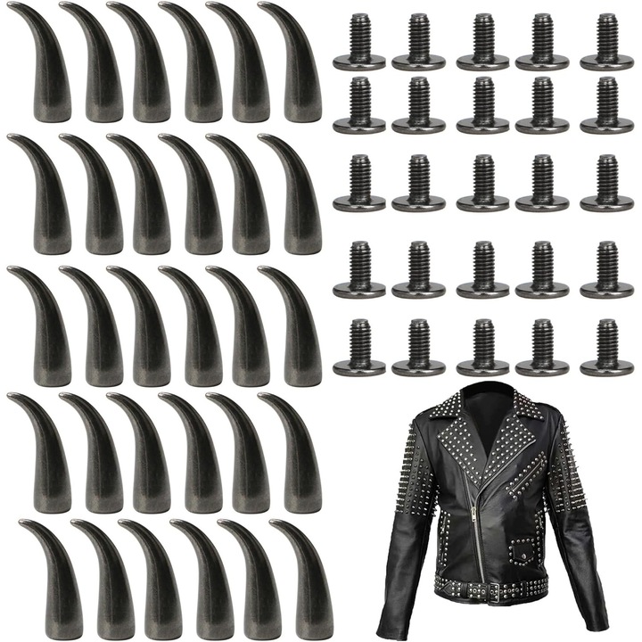 30 darabos kúpos fém szegecskészlet korrózióálló csavarokkal ruhák, cipők, kalapok, dzsekik, táskák, övek, farmerek díszítéséhez