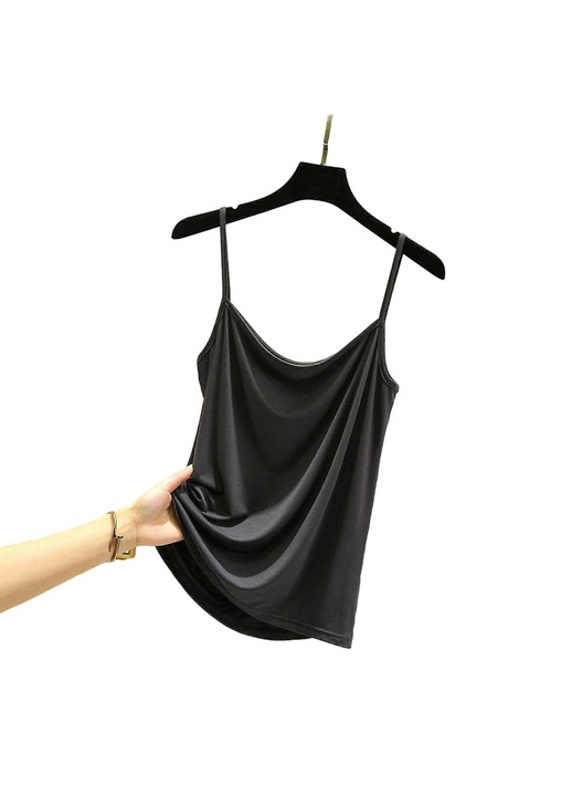 Vékony pántos trikó, modál/spandex, sötétszürke