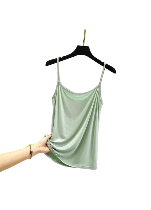 Vékony pántos trikó, modál/spandex, világoszöld