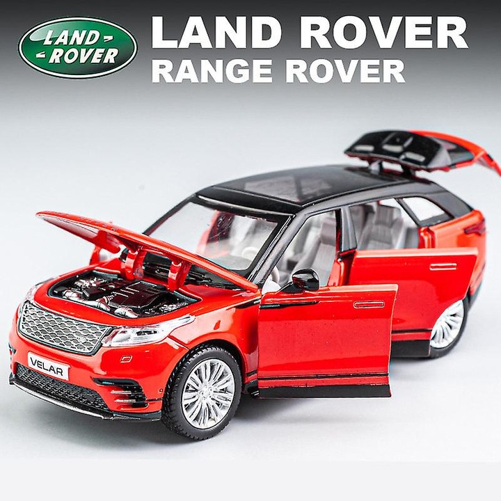 Kisautó, 1:32, Land Rover Velar, ötvözet és műanyag, piros, 1 db-os készlet