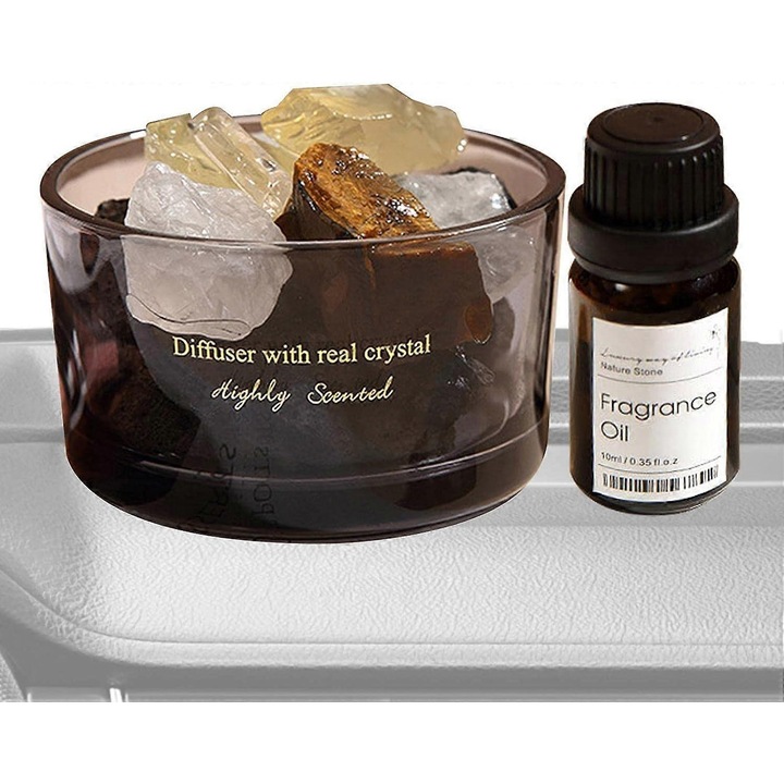 Dispozitiv aromaterapie din cristal, set cu ulei esential 10ml si cristale aromatice 200g