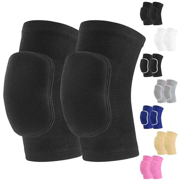 Aparatori genunchi pentru dans si volei, negru, set de 2 bucati, adult, material elastic, absorbtie umiditate
