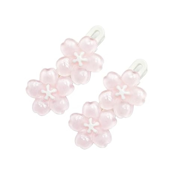 Hajcsat készlet, cseresznyevirág alakú hajcsat, rózsaszín, műgyantából