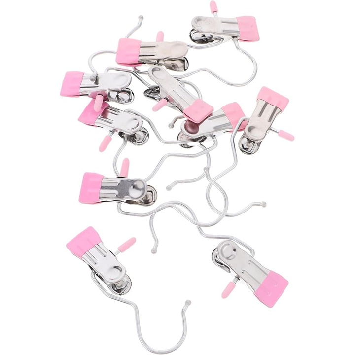 Set de 10 umerase multifunctionale pentru pantaloni cu clipsuri, design elegant, roz