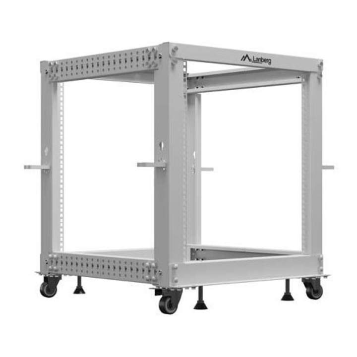 Rack deschis 19" Lanberg 12U 600x600, reglabil, gri