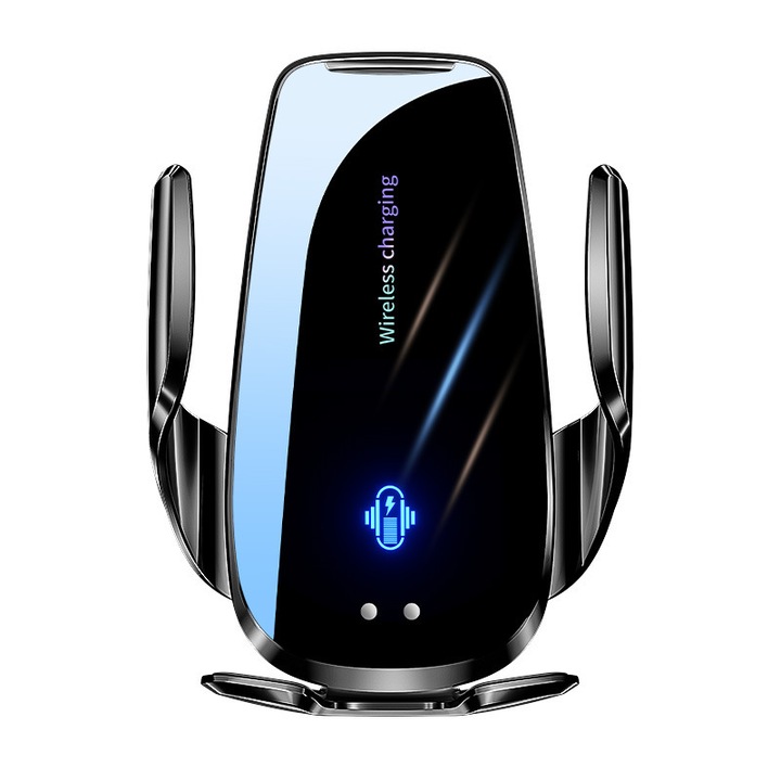 Suport auto pentru telefon cu incarcare wireless 15W, sistem de prindere inteligent, unghiuri ajustabile, multicolor