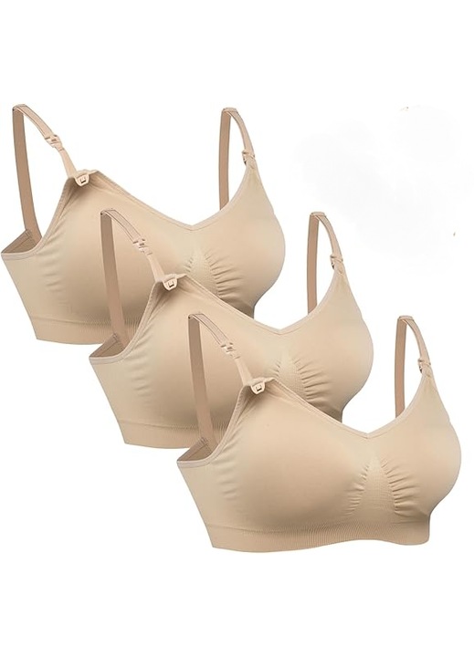 Sutien pentru alaptare, 3 piese, maro