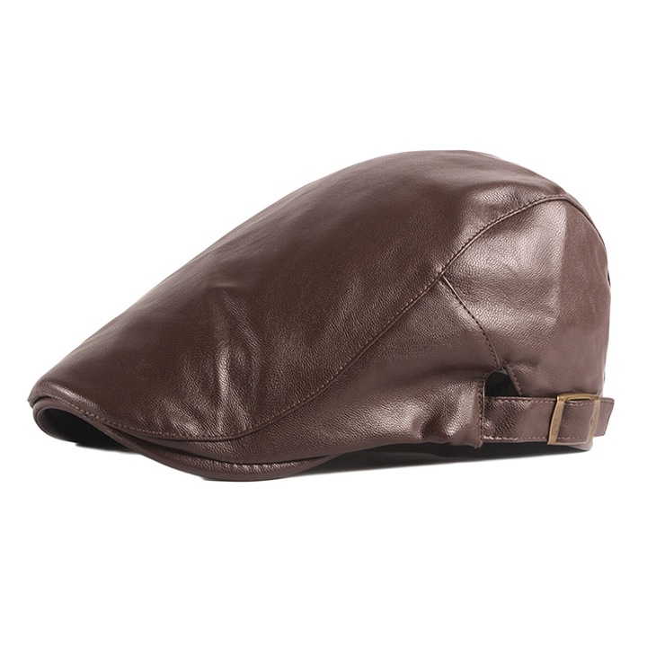 Sapca barbati, TRADERPLUS, design clasic, piele ecologica, maro