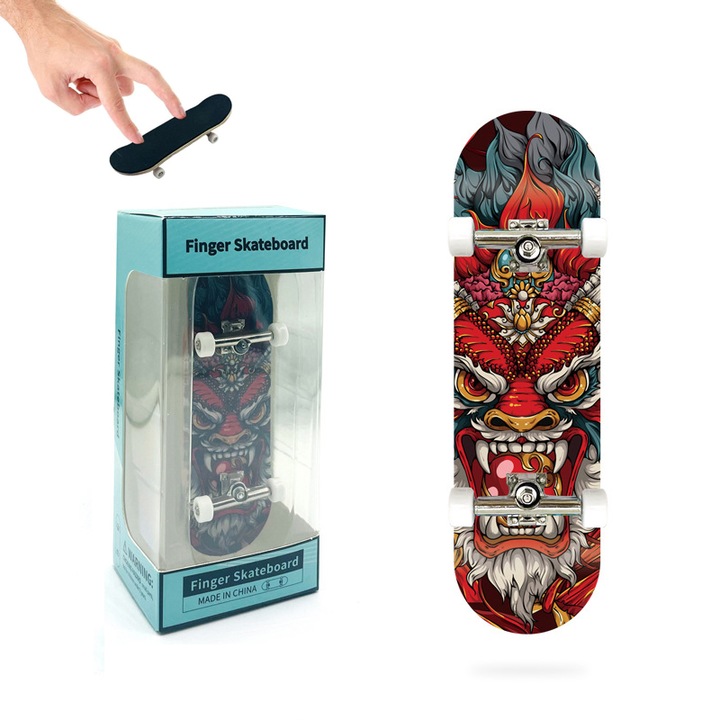Mini Skateboard de Degete, BOMSTOM, Model de Dans al Dragonului, 9.9x2.9cm, Multicolor