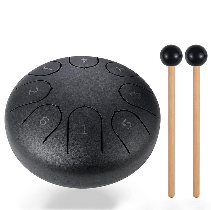 Комплект 8-инчов барабан с езици Omelivon, перкусия, черен, 16x9см