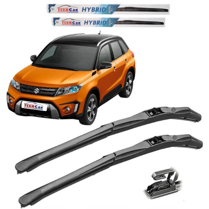 Stergatoare TeamCar Suzuki Vitara IV - Set fata Hybrid, 600mm + 400mm, prindere U/J-hook