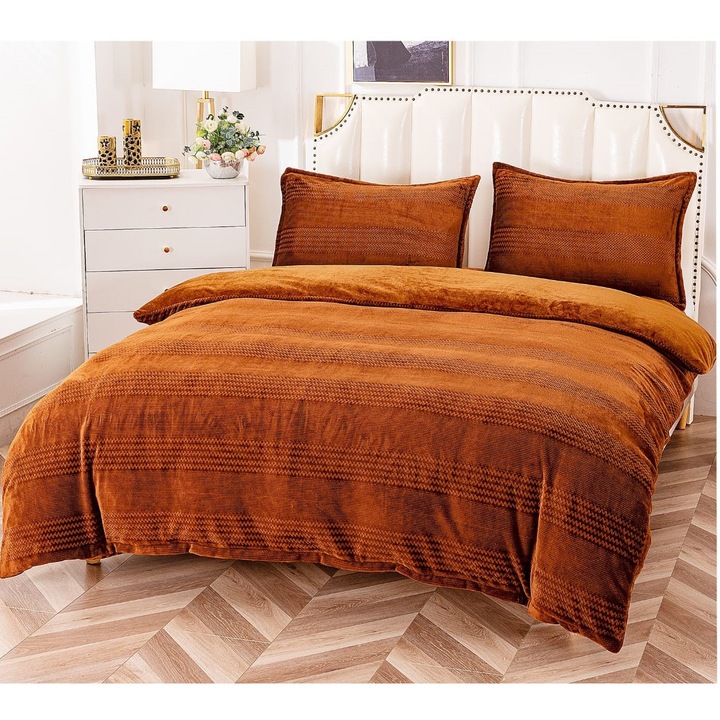 Lenjerie De Pat Cocolino Gofrata UNI, Maro Cupru