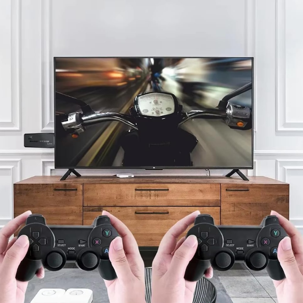 Consola de jocuri retro wireless, 2 controlere negre, receptor HDMI 4K, 20000+ jocuri preinstalate, 9 emulatoare clasice, set pentru TV