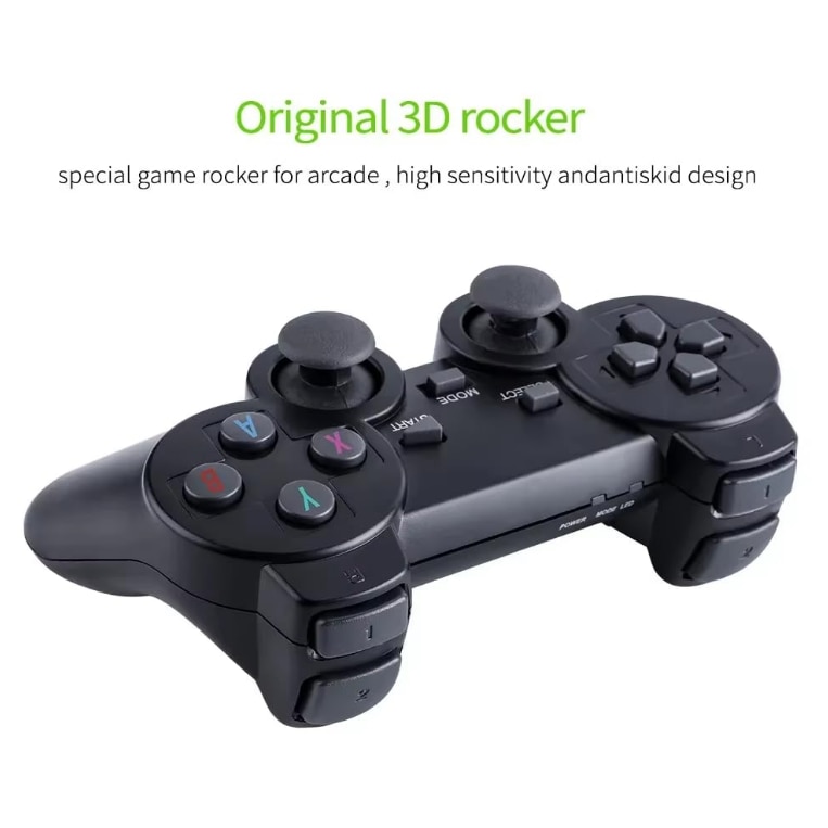 Consola de jocuri retro wireless, 2 controlere negre, receptor HDMI 4K, 20000+ jocuri preinstalate, 9 emulatoare clasice, set pentru TV