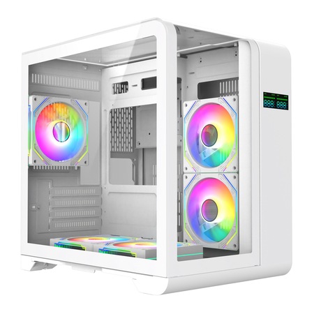 Carcasa 1stPLAYER® Gaming RT5-Wh, afisare temperaturi, 3 ventilatoare ...