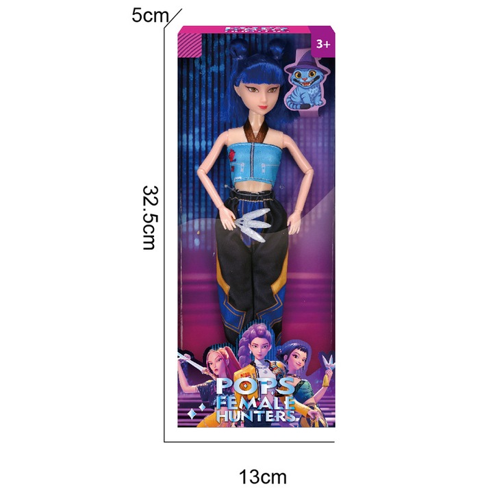Фигурка K-POP Monster Hunter, момиче със синя коса
