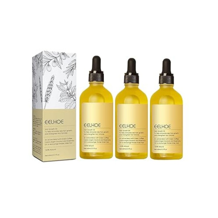 Ulei esential pentru par, 60ml, set de 2, ulei de ricin si ulei de masline, ingrijire si hranire par