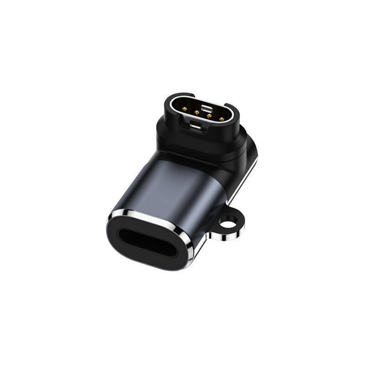 Adaptor de incarcare pentru Garmin Fenix 5/6/7, tip A unghi de 90 de grade, Lightning Femela la Garmin Mascul, compact