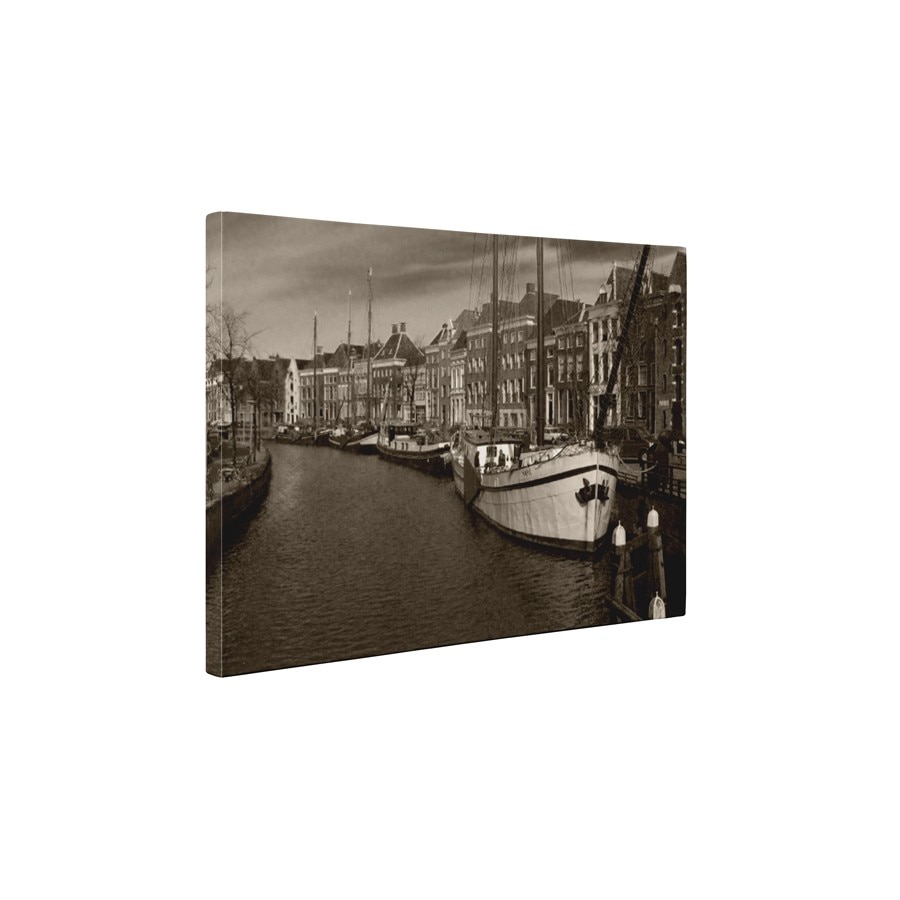 Peisaj urban alb-negru - Tablou Canvas - 85x110 cm