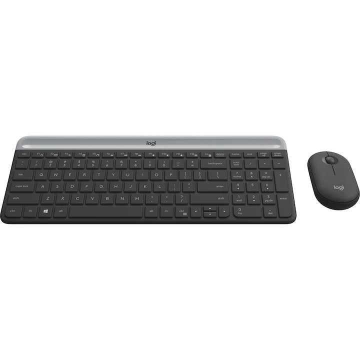 Set tastatura si mouse wireless ultra-subtire, negru, 2.4G, portabil