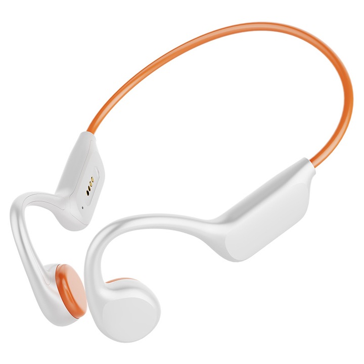 Vezeték nélküli X7S fejhallgató, 32G MP3 memória, Vízálló IPX8, Fehér-narancssárga, vízi sportokhoz