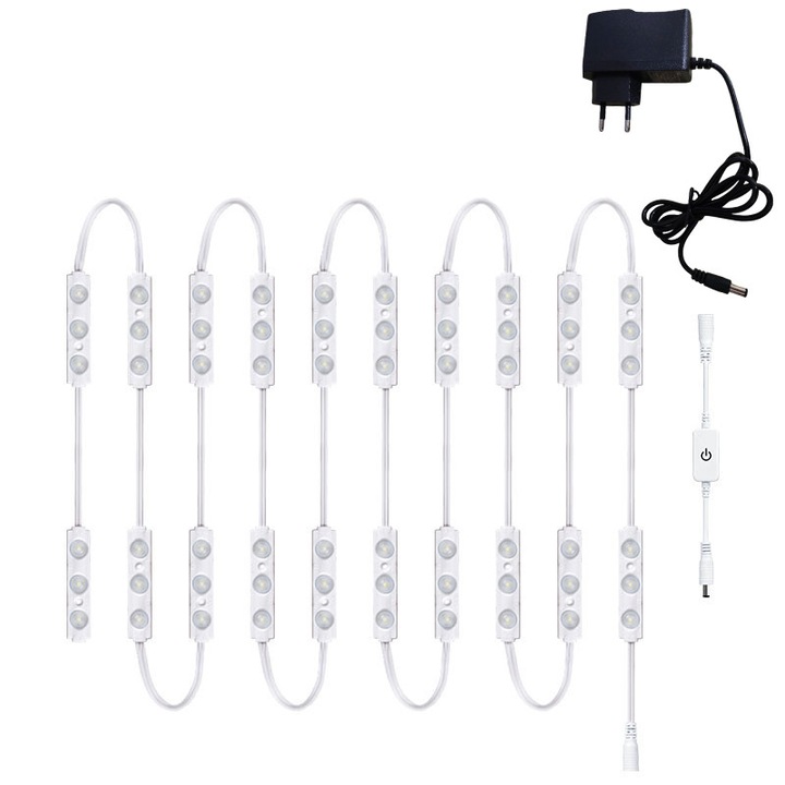 LED лента за огледало, MWAOWM, холивудски стил, 4м, ултра ярко бяла, димируемо тъч управление