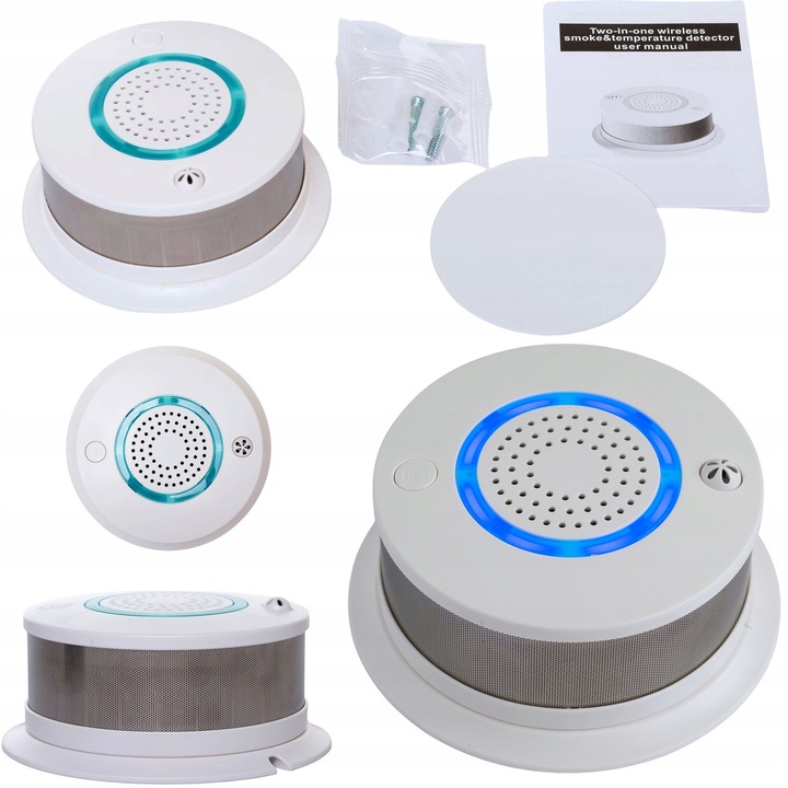 Detector de fum si temperatura, Sat-Link, alb, 106x42 mm