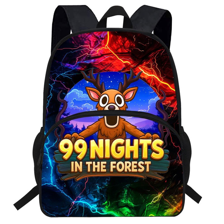 Iskolatáska "99 éjszaka az erdőben", nagy kapacitású, 16 hüvelykes, többszínű