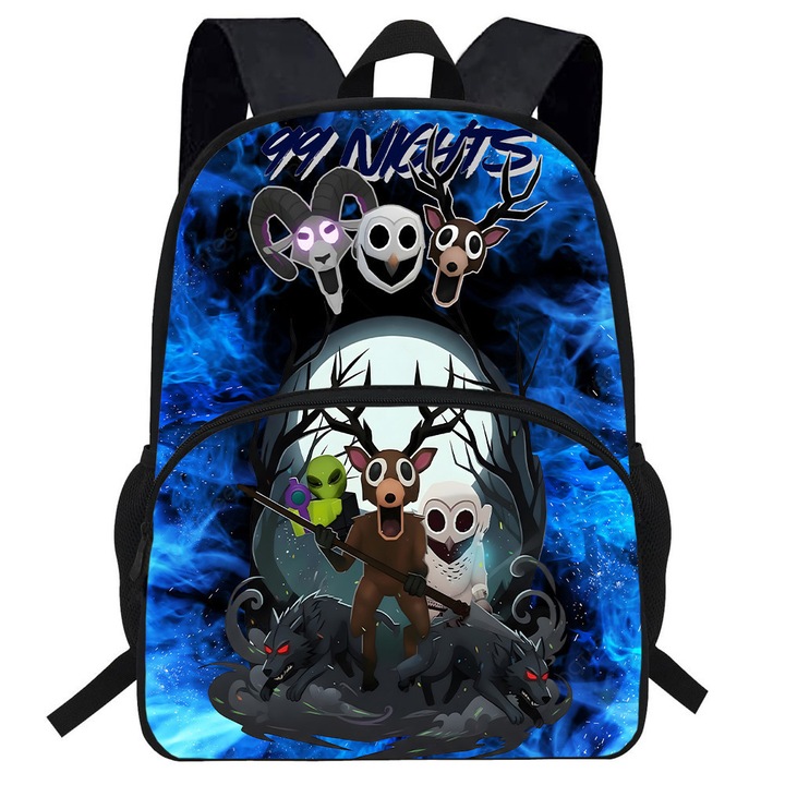 Iskolatáska "99 éjszaka az erdőben", nagy kapacitású, 16 hüvelykes, többszínű