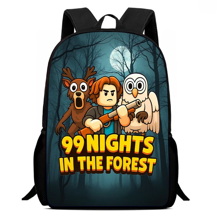 Diák hátizsák "99 éjszaka az erdőben", nagy kapacitású, többszínű, 29x12.5x42cm