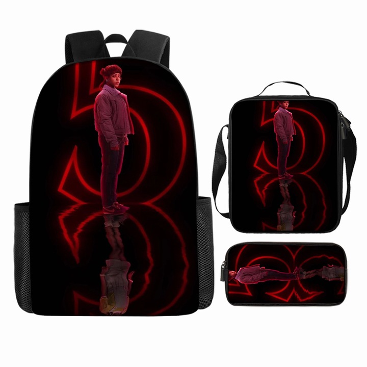 Iskolatáska Stranger Things mintával, háromrészes szett, többszínű, Q-35