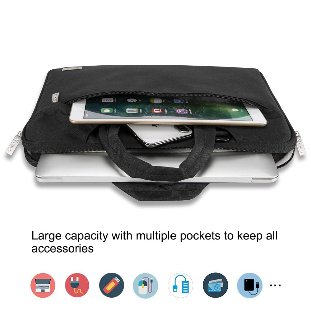Servieta laptop TodyJeyHo, 13", negru, impermeabila, bretele ergonomice
