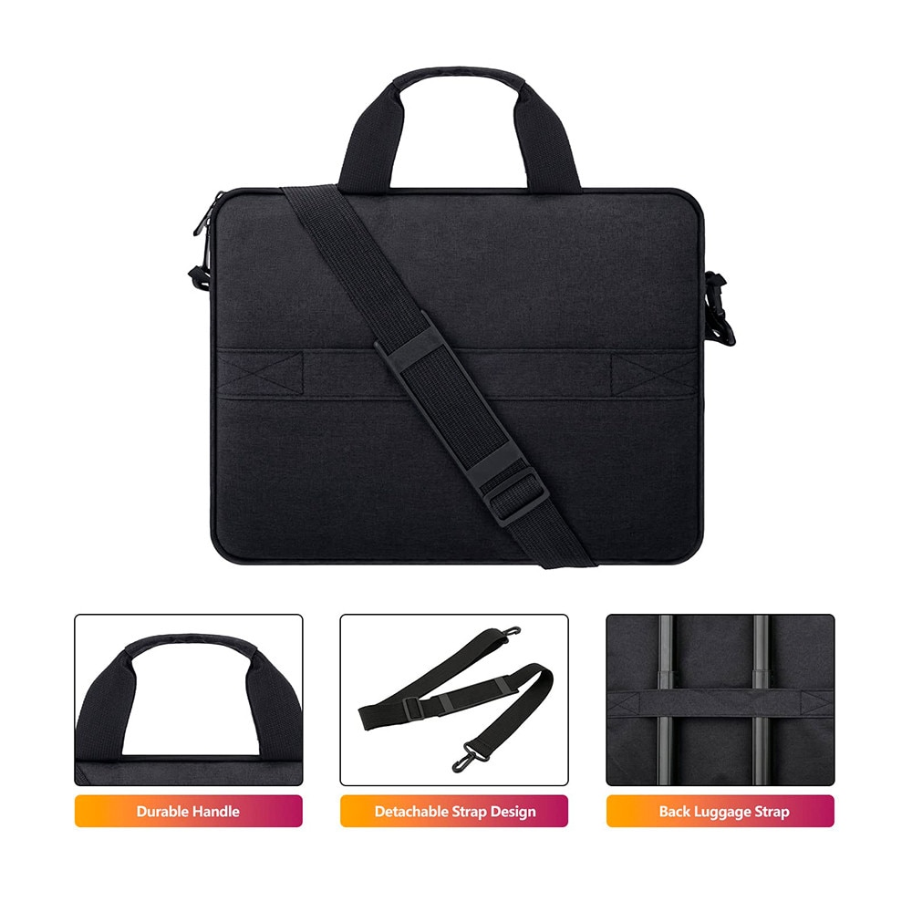 Servieta laptop TodyJeyHo, 13", negru, impermeabila, bretele ergonomice