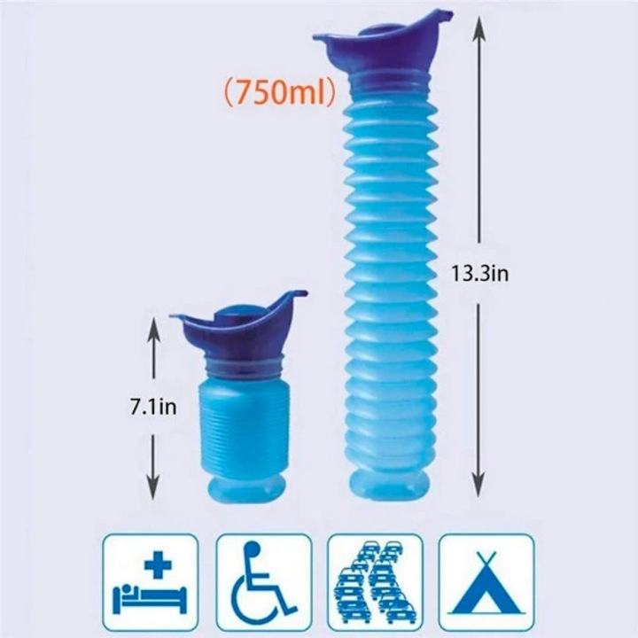 Спешен контейнер за урина, преносим и многократен, син, 750 мл