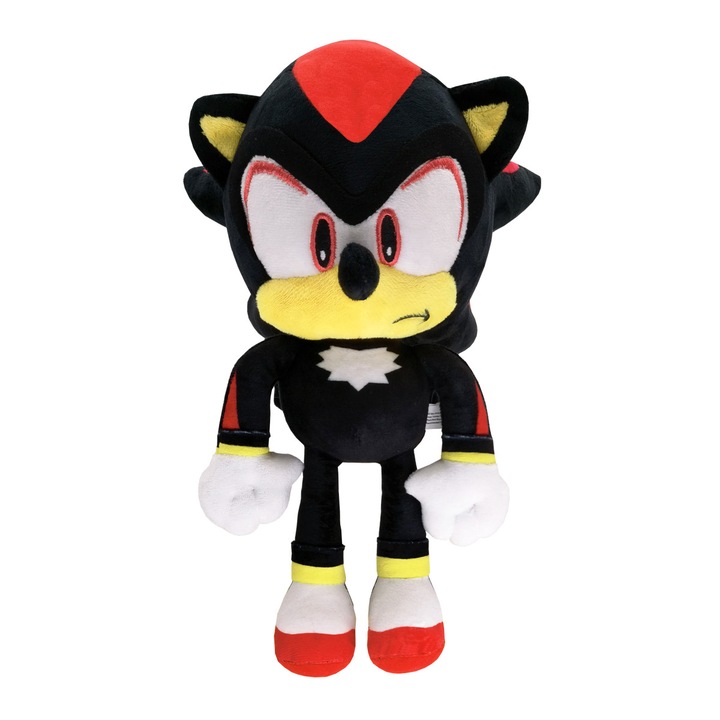Super Sonic plüss játék, 30cm, fekete fej, 3D PP pamuttal töltve, plüss játék szett