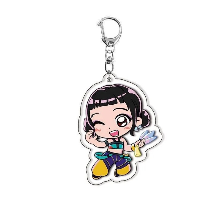 K-pop és anime gyűjthető akril kulcstartók, 3 darabos szett, egyedi design, élénk színek