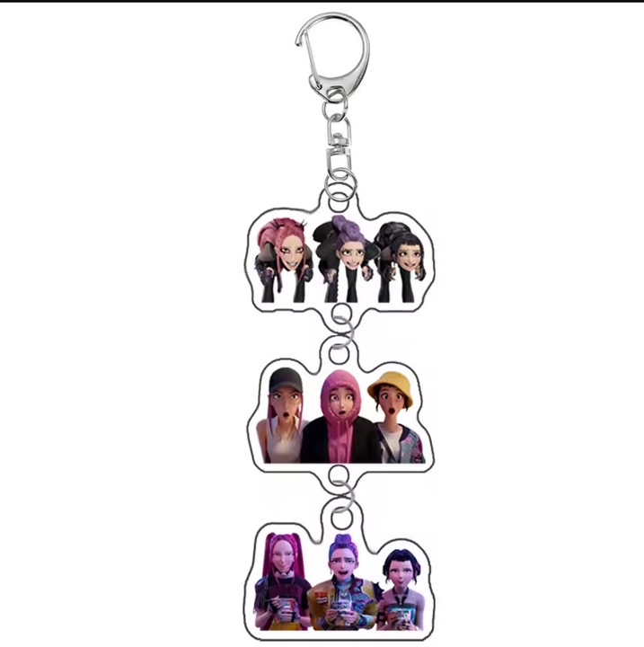 K-pop és anime gyűjthető akril kulcstartók, 3 darabos készlet, 6 cm, egyedi design